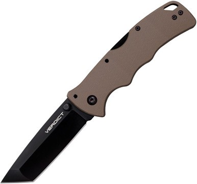 COLD STEEL VERDICT / 3'' TANTO POINT / AUS10A W/ BLACK DLC FINISH / FDE G-10 HAN