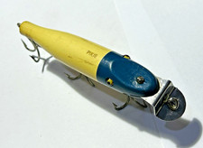Creek Chub Pikie Minnow White with Blue Head Old Wood Lure