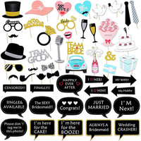Hochzeit Foto Booth Requisiten 52 Stueck Bambus Sticks Glitter Photo Props