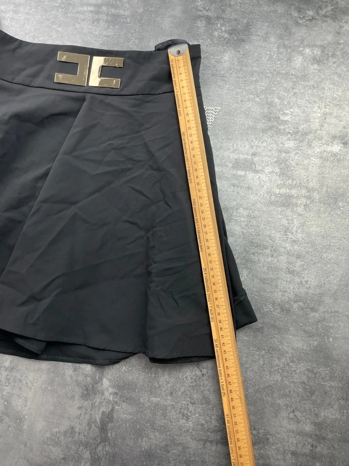 Jupe courte Elisabetta Franchi noir logo à la taille - Taille L - Photo 3/4