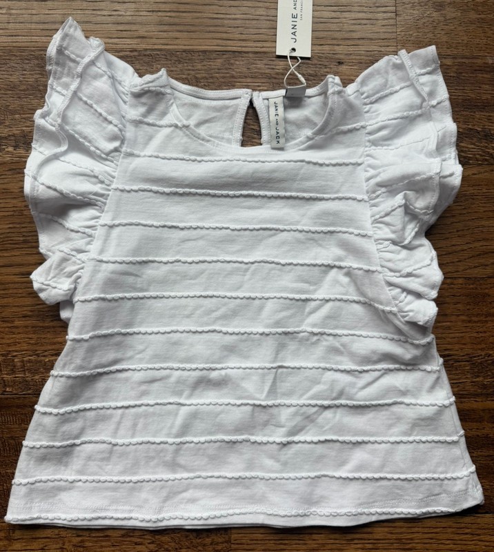 Janie and Jack girls White Flutter Sleeve Blouse Size 5 NWT