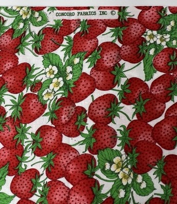 OOP Concord Fabrics Strawberry Quilt Cotton 44 w X 45 w Vintage Allover Print