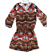 INC International Concepts 3/4 Sleeves Shorts Boho Jumpsuit Romper NEW! Medium