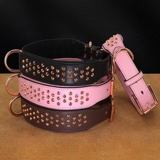 Adjustable Leather Dog Collar Spiked For Medium to Large Dogs
