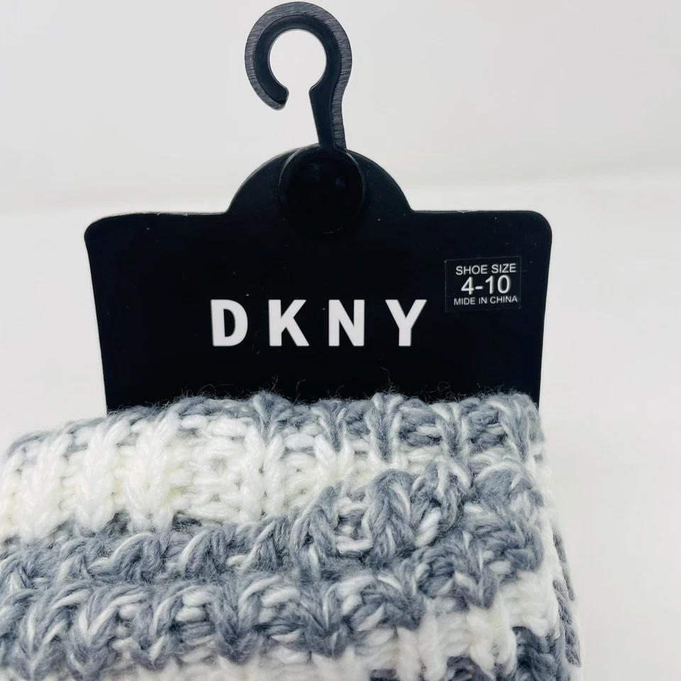Zapato DKNY Mujer Talla 4-10 Varsity Rayas Tejido Zapatilla Calcetines en Gris/Blanco 2249 Foto 2 de 4
