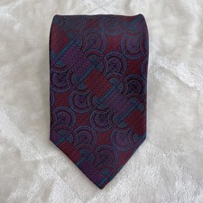 Karl Lagerfeld Mens 100 Silk 58" Necktie USA Red, Purple, Teal Luxury Geo. Pat.