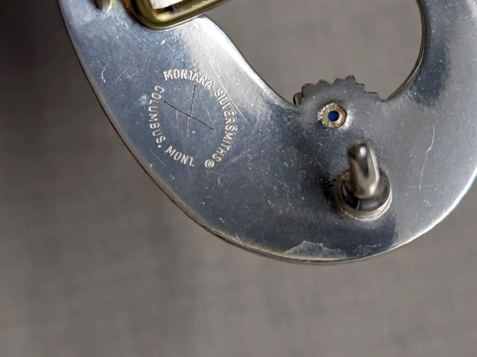 Vintage MONTANA PLATEROS Hebilla Cinturón CABALLO Grabado CORAZÓN Vaquero Occidental Foto 4 de 4