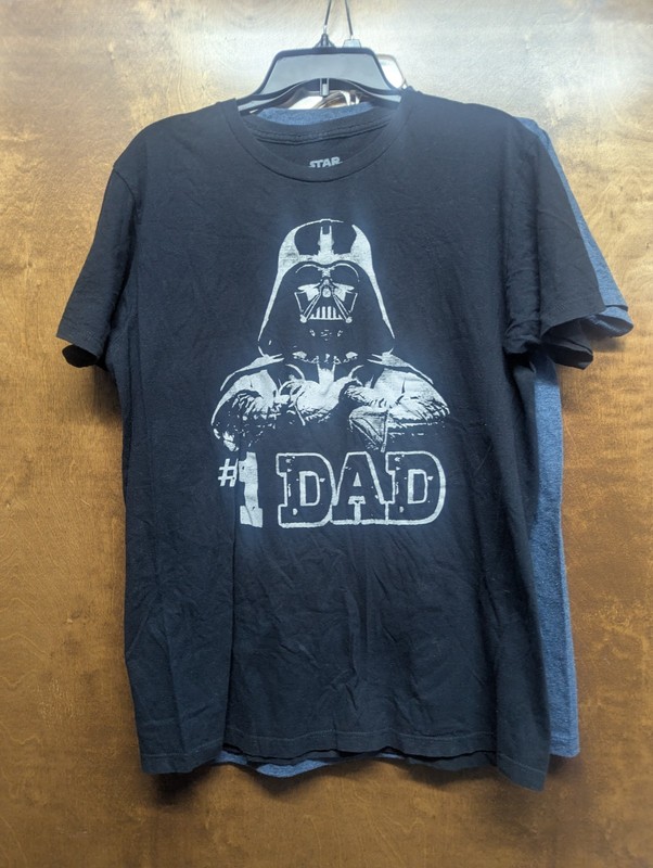 STAR WARS Darth Vader FATHER'S DAY TEE #1 Dad Men's -  worn Once Size Large Gray