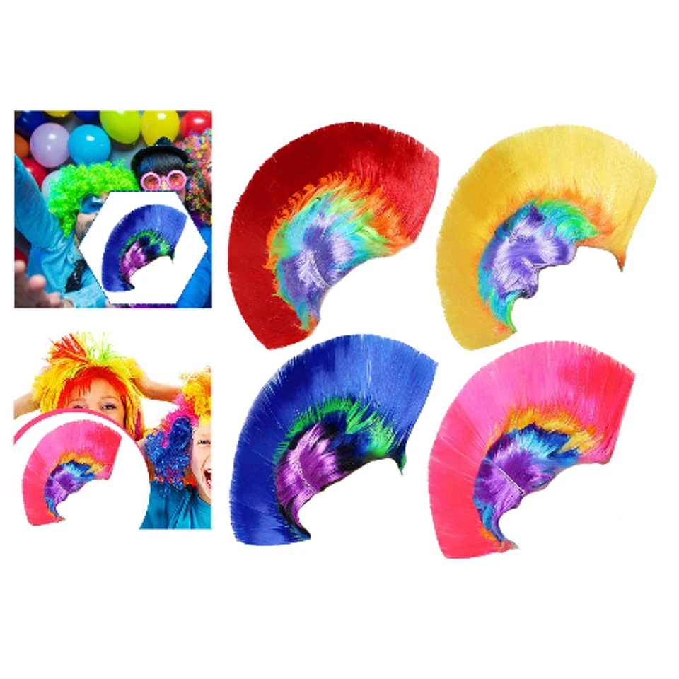 Peluca Mohawk Arco Iris Adulto Años 80 Street Punk Peluca para Fiesta Temática Festival de Baile Foto 2 de 2