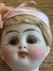 VINTAGE ANTIQUE BROWN GLASS EYES BISQUE BLONDE HAIR BISQUE GERMAN DOLL - RARE — photo 4