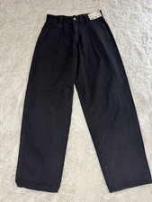 Uniqlo Womens Black Wide Leg Pants High Rise Pleated Casual Work Sz 25