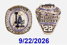 Clayton Kershaw LA Dodgers 2025 World Series Championship Ring 9/22/26 SGA