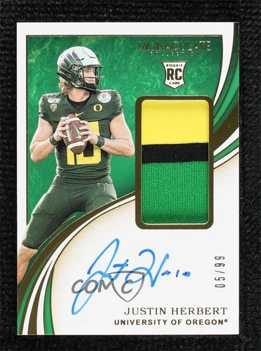 2020 Panini Immaculate Collegiate Rookie /99 Justin Herbert RPA Patch Auto RC