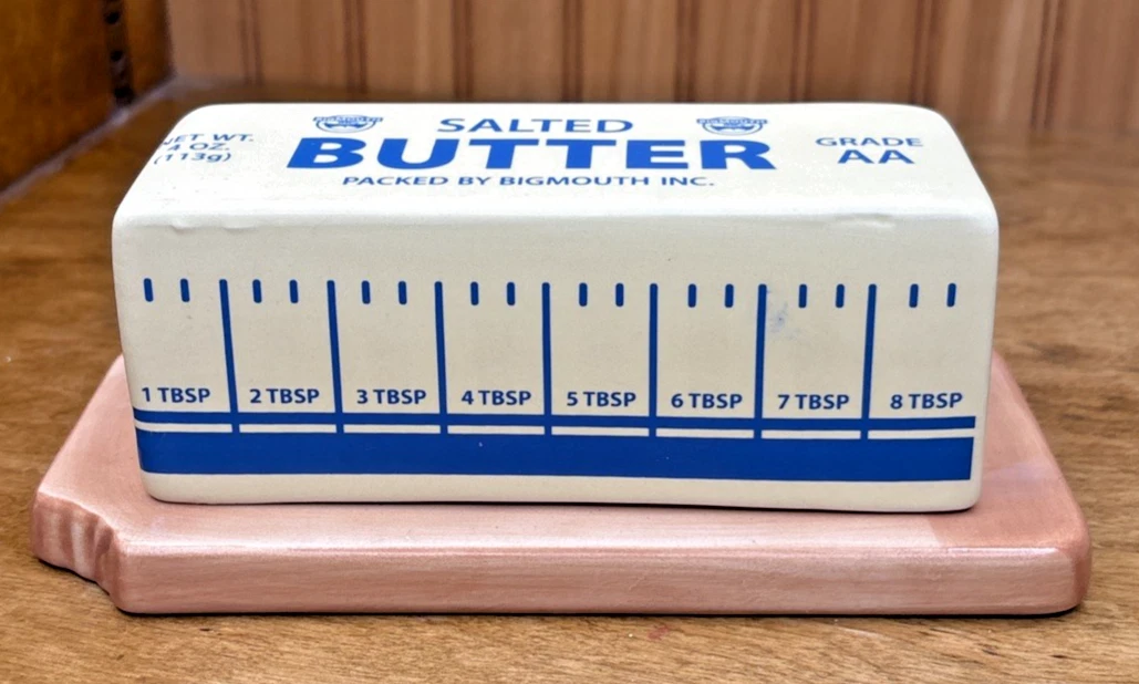 Bigmouth Inc. Salted Butter Stick Shaped Ceramic Butter Dish Kitchen Tabletop