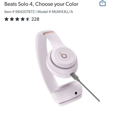 Beats by Dr. Dre Solo 4 Cloud Pink On Ear Headphones MUW33LL/A