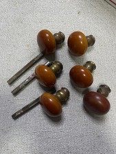 Antique Lot Of 6 Bakelite Door Knobs Butterscotch Amber 1920's & 3 Rods