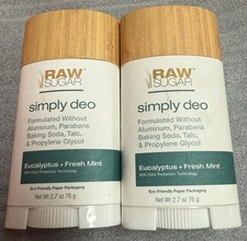Lot of 2 - Raw Sugar Simply Deo Eucalyptus and Fresh Mint Deodorant 2.7oz - NEW