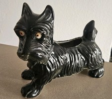Vintage Scottie Dog Planter Ceramic Black Scottish Terrier Made in Japan