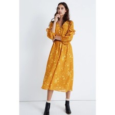 Madewell Yellow Floral Midi Dress Size 2 Boho