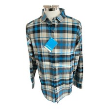 Columbia Vapor Ridge III Mens SZ M Long Sleeve Button Up Blue Plaid Shirt NWT
