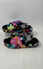 UGG Girls Fluff Yeah Slide Checks 1130390K Multicolor Slingback Sandals Size 1