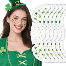 St. Patrick's Day Temporary Tattoos - Glitter Green Clover Freckle Tattoos, S...