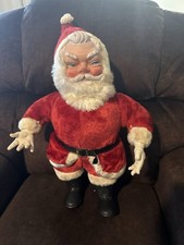 Vintage 1950s Rubber Face 24" Plush Santa Claus Doll Ruston Style