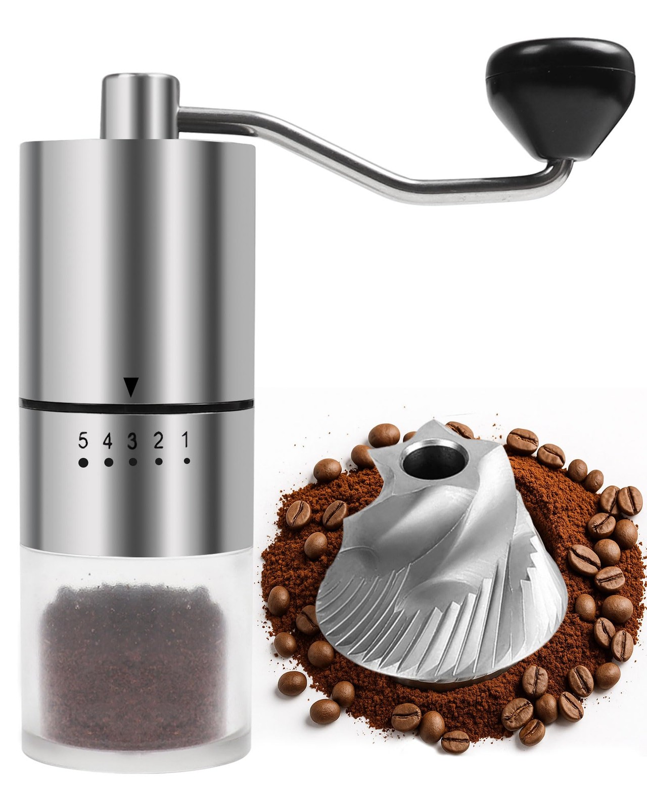 Stainless Steel Burr Manual Coffee Grinder 25G, burr-Sliver 