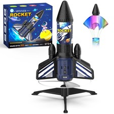 Rocket Launcher Toy for Kids - Motorized, 200ft, LED Lights, Parachute