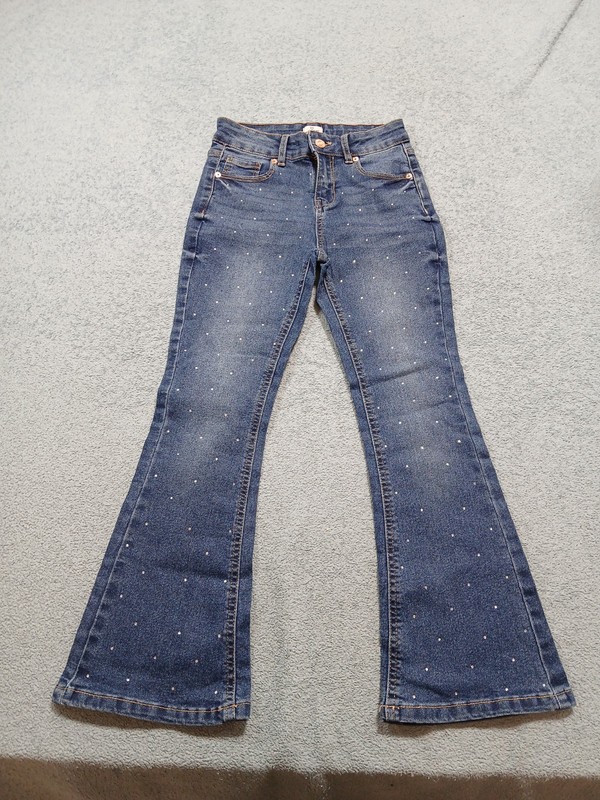 Victory Heart Flared Blue Denim Jeans Girls Size 10 Zip Fly Stretch Outdoor