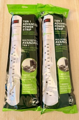Power Strip Surge Protection (2) GREENLITE Tier 1  ^ Energy Saving 7 Plug New!!