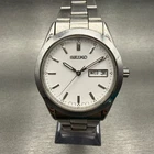 Seiko Watch Men 37mm White Dial Silver Tone Daydate Round 7N43-9080 New Battery