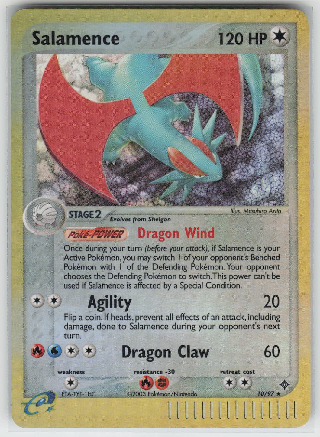 Pokemon Salamence - Rare Reverse Holo Dragon 10/97 NM