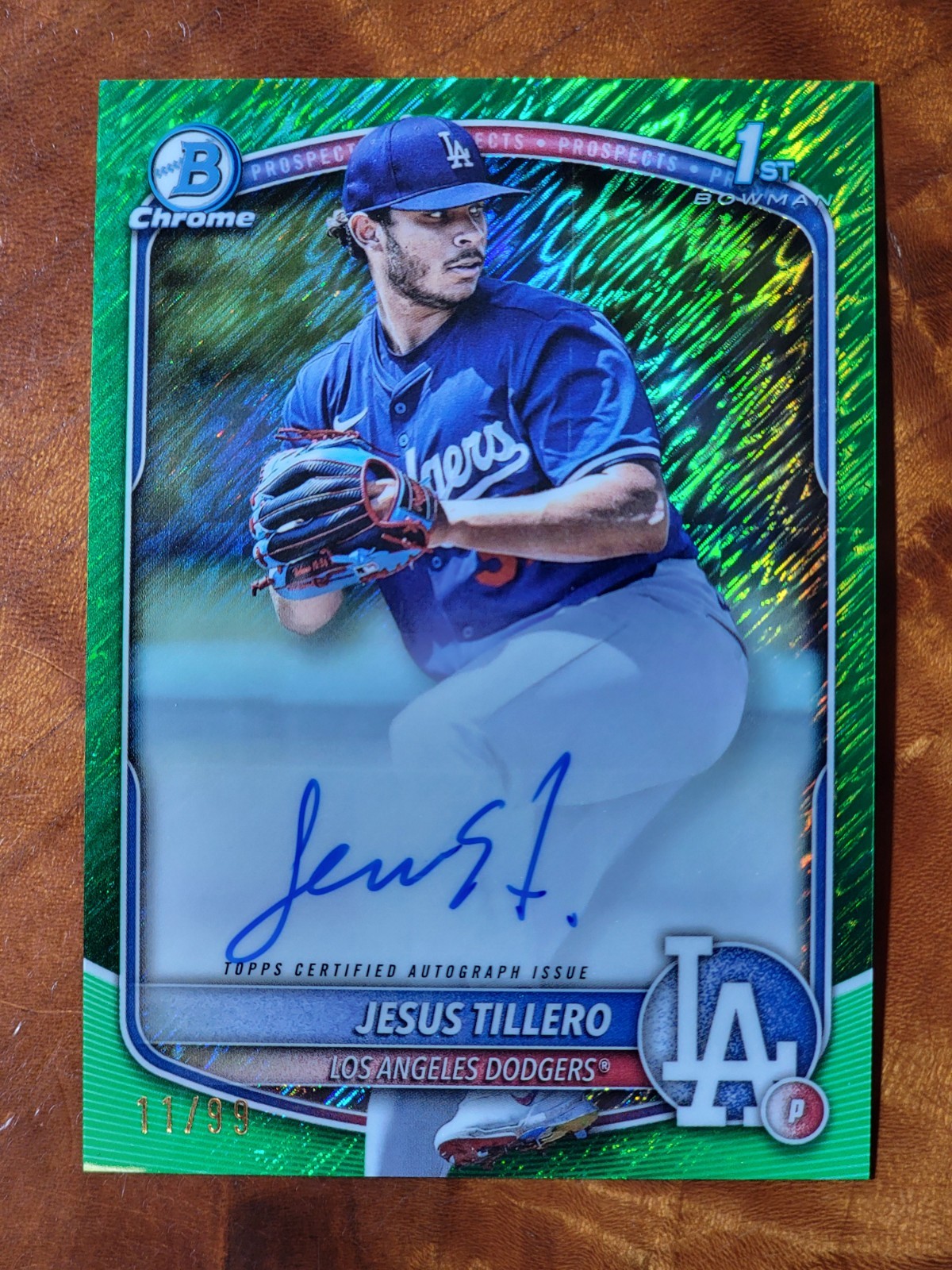 2025 Bowman Chrome #CPA-JT JESUS TILLERO 1st Bowman AUTO Green Shimmer /99 RC