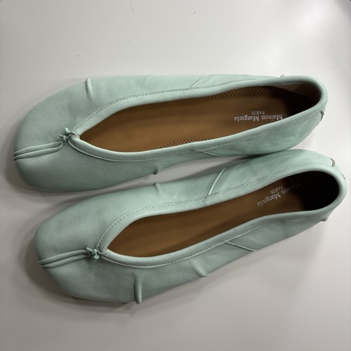 Maison Margiela Women’s Mint Green Leather Ballet Flats Slip-On EU 39 US 8