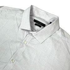 John Varvatos Men's Cotton Slim Fit Dress Shirt Gray/White   USA   17  34/35