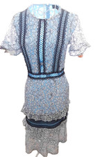 Pretty little thing pale blue lacey tiered short sleeve occasion dress 8  