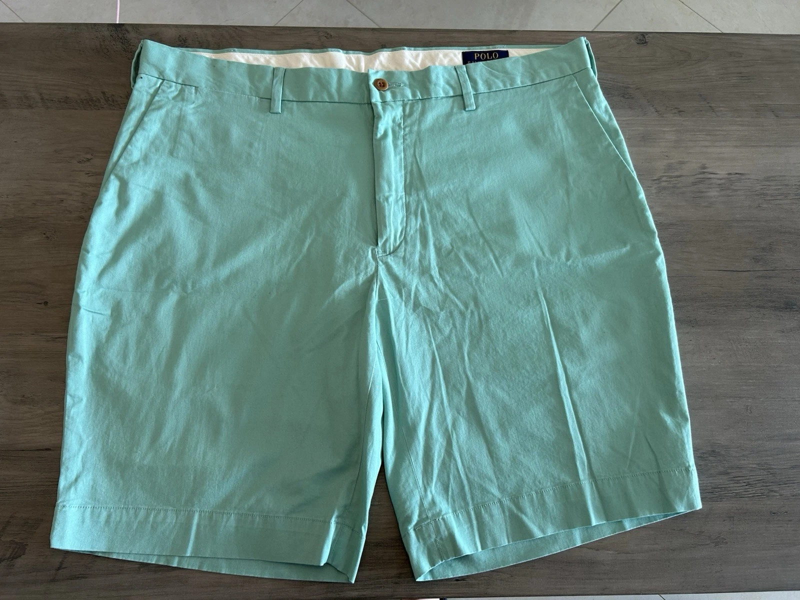 Polo Ralph Lauren Shorts Mens 38 Green Chino Flat Front Stretch Classic Fit