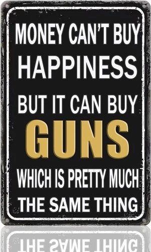 Tin Sign Guns Accessories For Men Man Cave Signs And Decor Funny black yellow