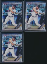 Lot of (3) THOMAS DILLARD 1st 2019 Bowman Chrome Draft REFRACTOR BREWERS RC