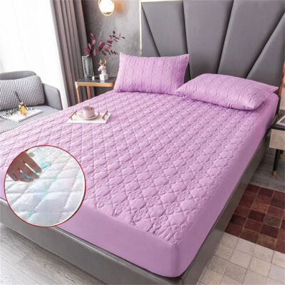 Quilted Mattress Covers Fitted Bed Sheet King Queen Size Bed Cover No Pillowcase