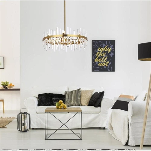 Elegant Lighting Serena 32" Round Iron and Crystal Chandelier in Satin Gold - Picture 8 of 8