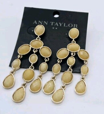 Ann Taylor Chandelier Gold tone Chunky Dangle Pierced Earrings 2.75 in