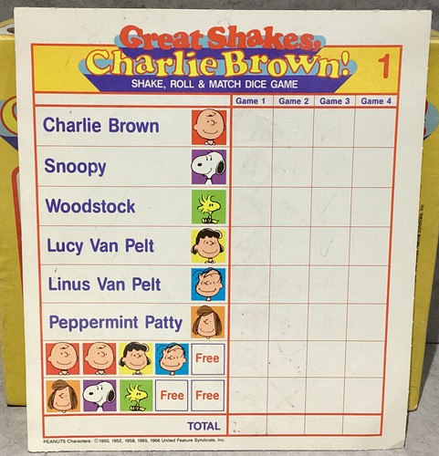 Great Shakes Charlie Brown! Shake Roll & Match Dice Game Peanuts Vintage 1988 - 第 11/14 張圖片
