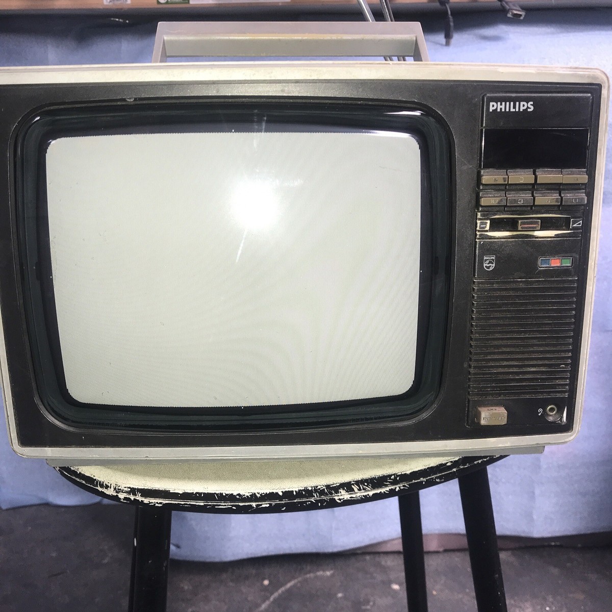 Vintage Retro TV Philips Natural 10 AC DC Portable 1980s model