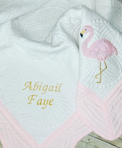 Baby Gift! Crib Quilt For Nursery - Baby Lamb With Bow-36”x45” - Afbeelding 8 van 8