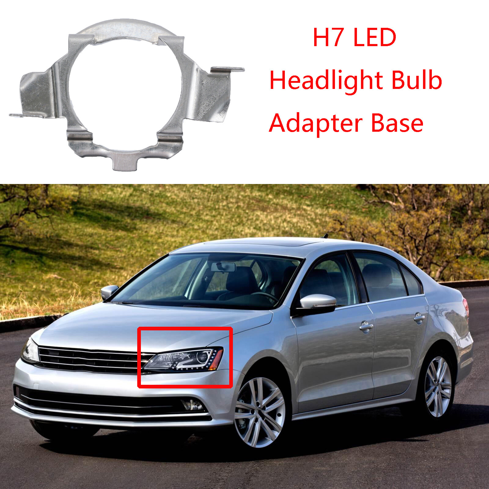 2Pc H7 LED For VW Jetta Gli SE MK6 Tiguan Headlight Bulb Adapter