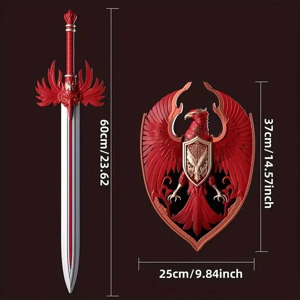 Espada y escudo halcón rojo de espuma de poliuretano de 20 pulgadas Foto 2 de 2