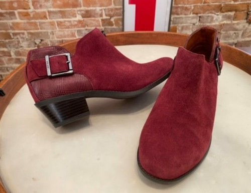 Vionic Wine Red Suede Ankle Boots with 