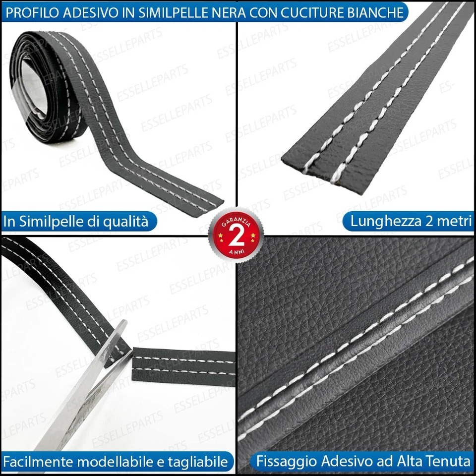 PROFILO INTERNO ADESIVO SIMILPELLE CUCITURE BIANCHE PER MINI CLUBMAN F54 - Immagine 2 di 4